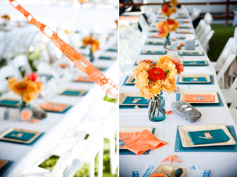 Modern Orange & Turquoise Beach Wedding via TheELD.com