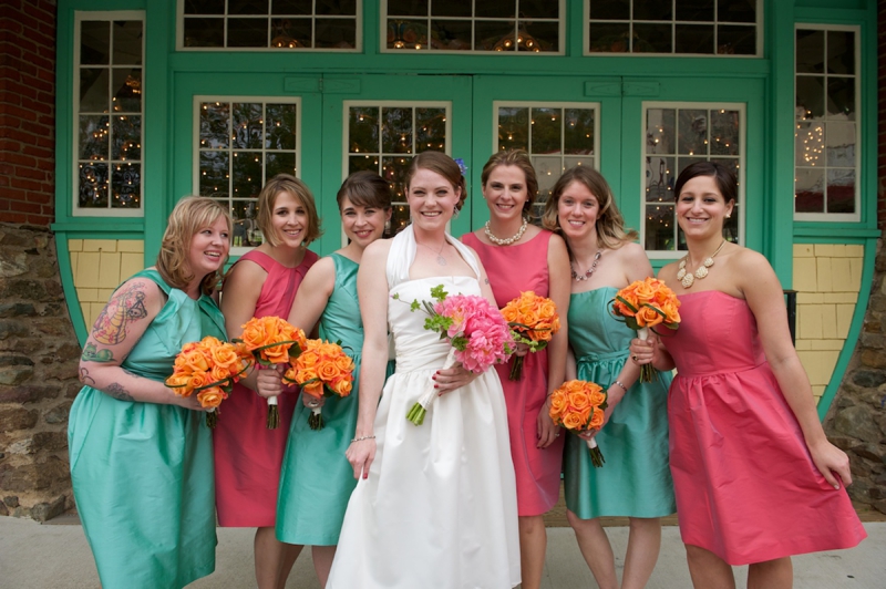Eclectic Pink, Orange & Aqua DC Wedding via TheELD.com