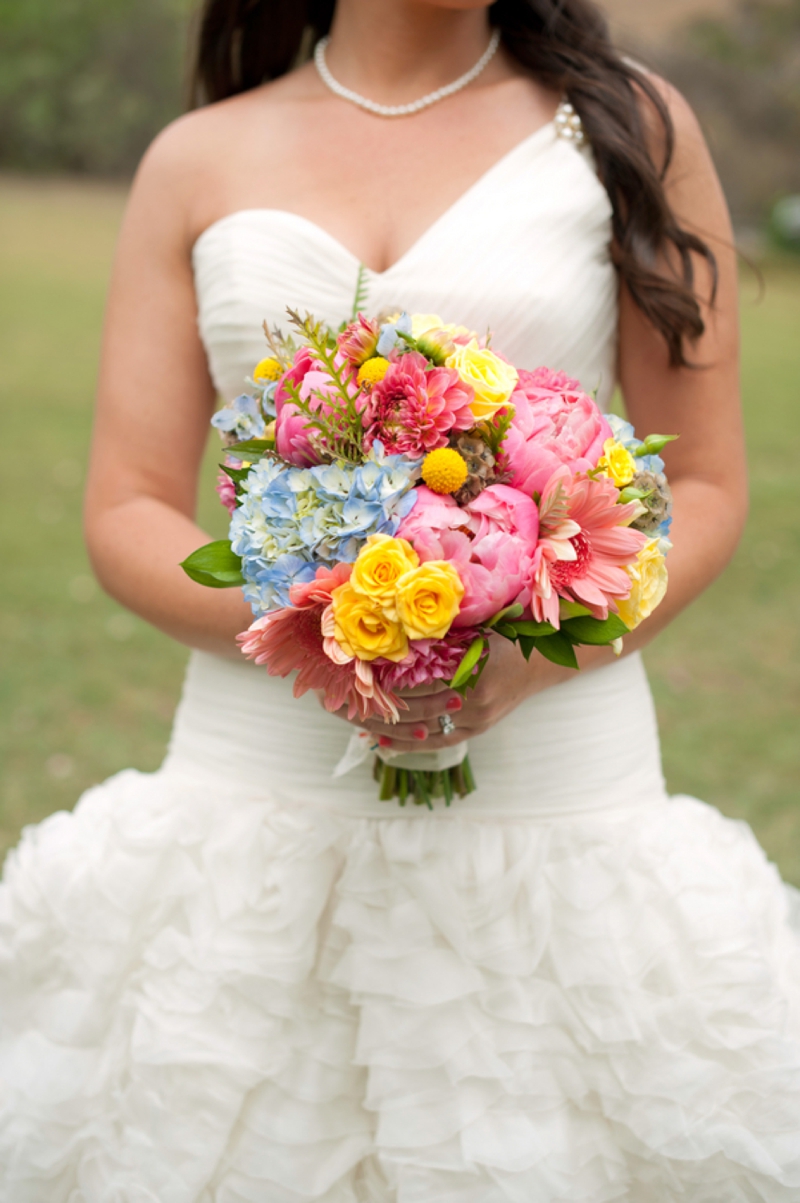 Eclectic Pink and Yellow California Wedding  via TheELD.com