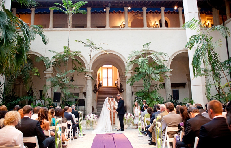 Glamorous Purple & White Miami Wedding At The Vizcaya via TheELD.com