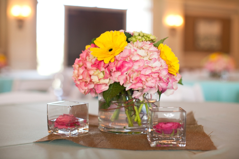 Pink, Aqua & Yellow Wedding By Flaire Weddings via TheELD.com