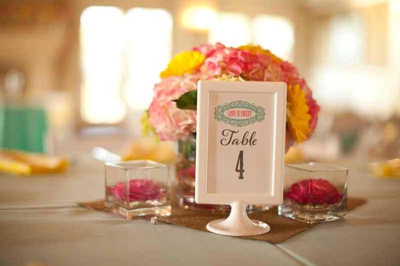 Pink, Aqua & Yellow Wedding By Flaire Weddings via TheELD.com