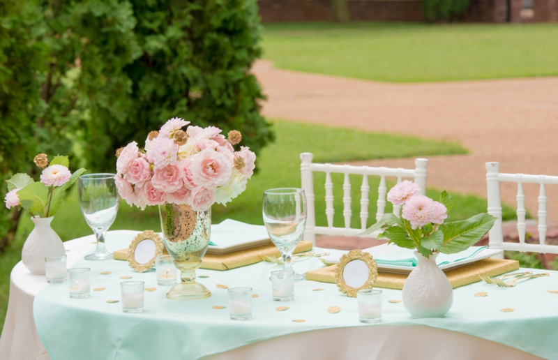 Pink, Mint & Gold Wedding Inspiration via TheELD.com