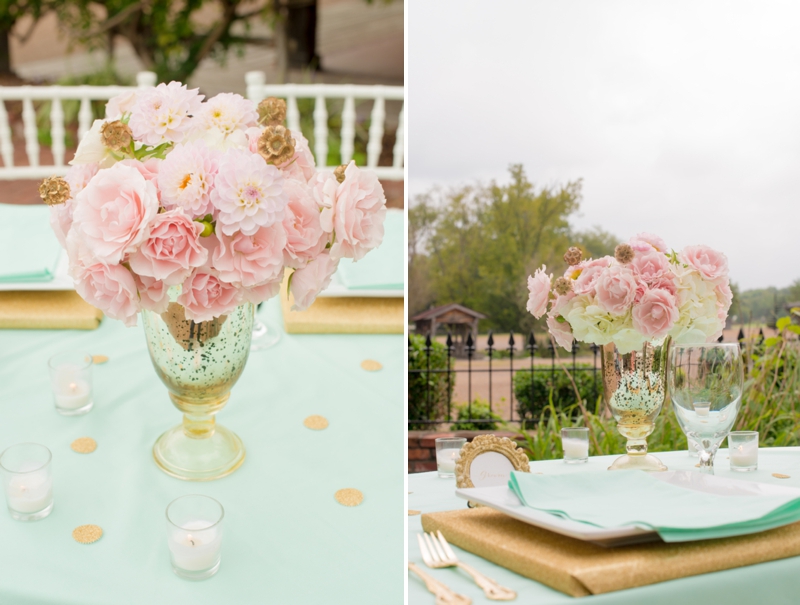 Pink, Mint & Gold Wedding Inspiration via TheELD.com