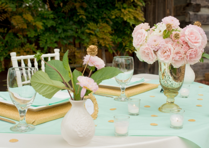 Pink, Mint & Gold Wedding Inspiration via TheELD.com