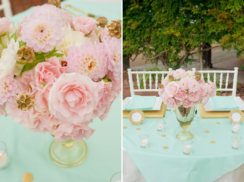 Pink, Mint & Gold Wedding Inspiration via TheELD.com