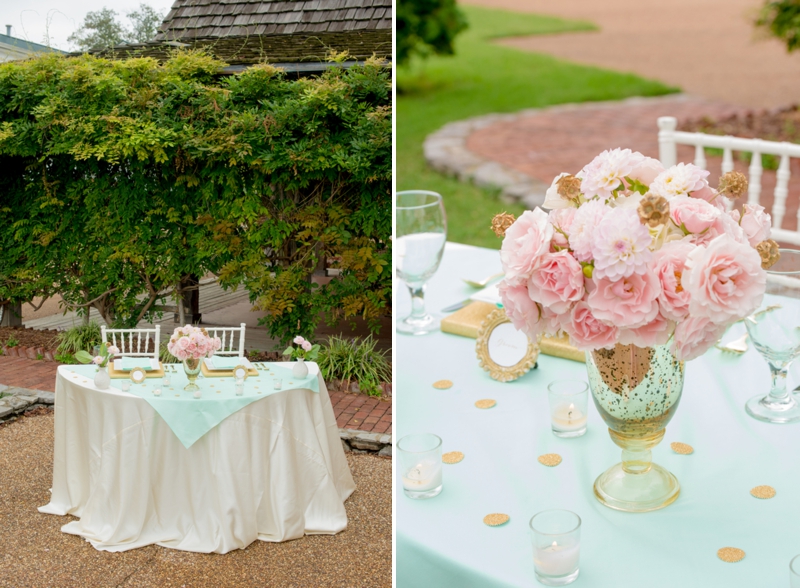 Pink, Mint & Gold Wedding Inspiration via TheELD.com