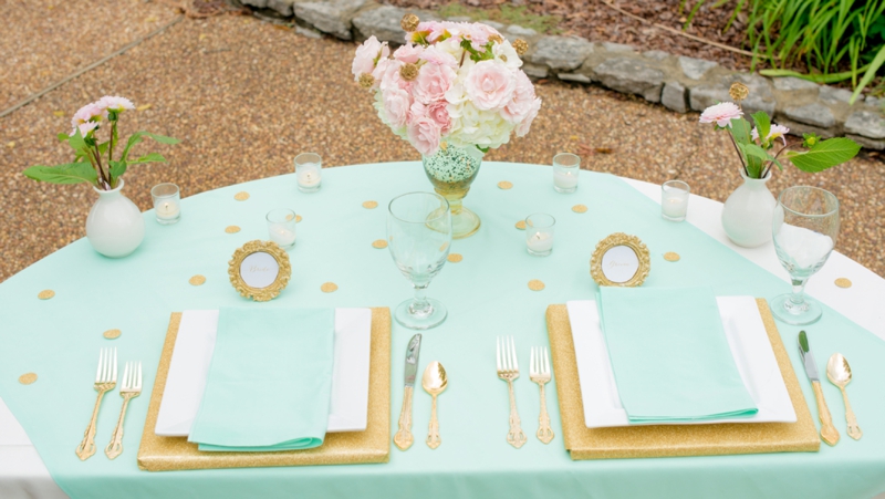 Pink, Mint & Gold Wedding Inspiration via TheELD.com