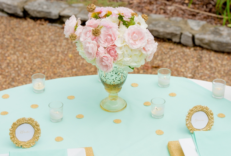 Pink, Mint & Gold Wedding Inspiration via TheELD.com