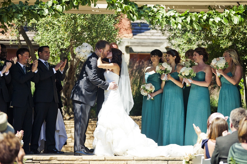Rustic Peach & Aqua California Vineyard Wedding via TheELD.com
