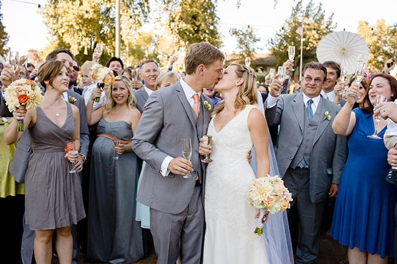 Rustic Orange & Gray California Vineyard Wedding via TheELD.com