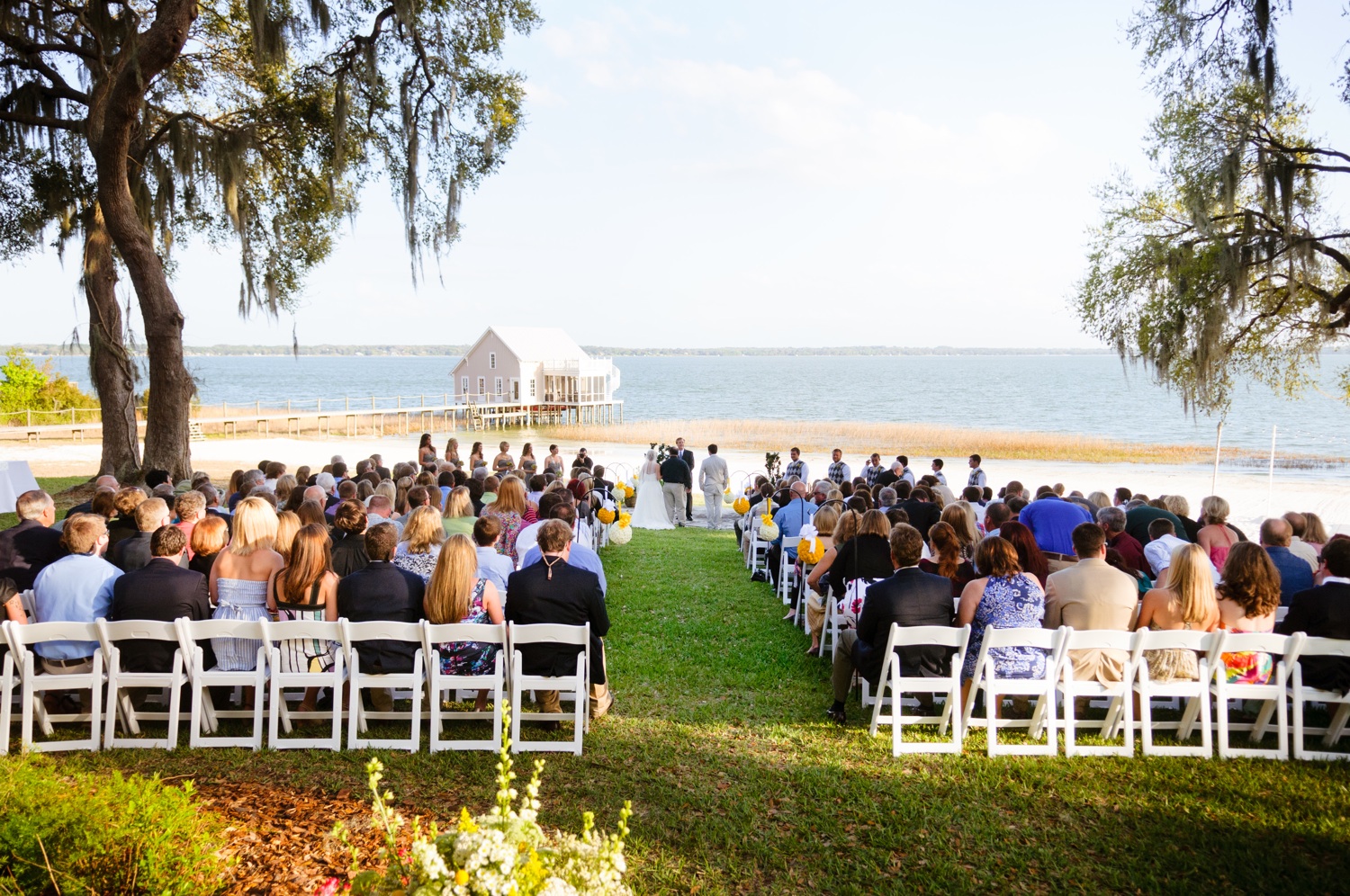 Eclectic Yellow & Gray Lakeside Wedding via TheELD.com
