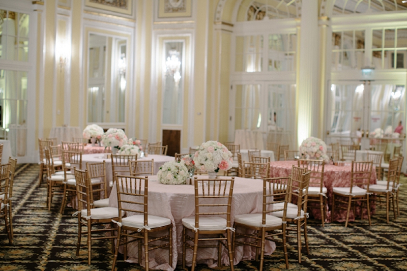Romantic Pink & Gray Michigan Ballroom Wedding via TheELD.com