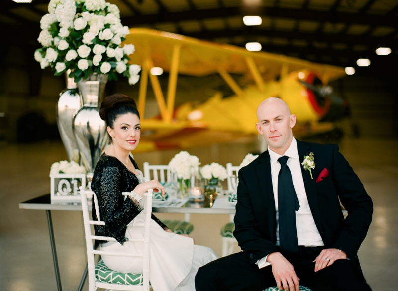 Emerald Green Aviation Inspired Wedding Inspiration via TheELD.com