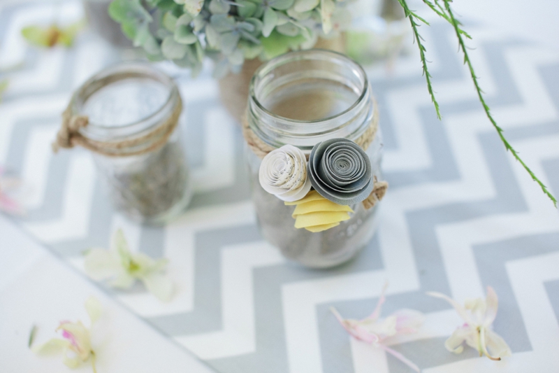 Handmade White, Gray & Yellow Wedding via TheELD.com