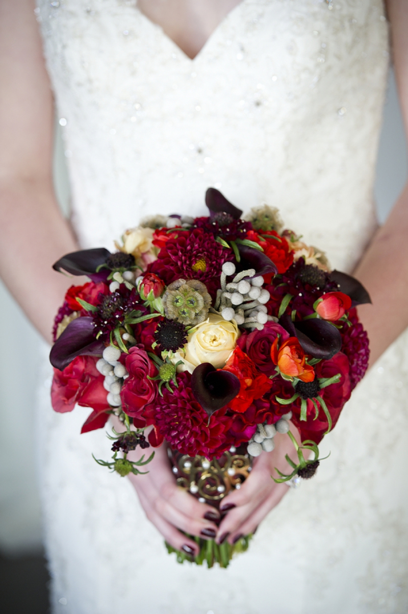 Modern Purple & Red Winter Wedding Inspiration via TheELD.com