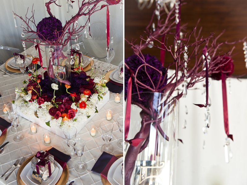 Modern Purple & Red Winter Wedding Inspiration via TheELD.com