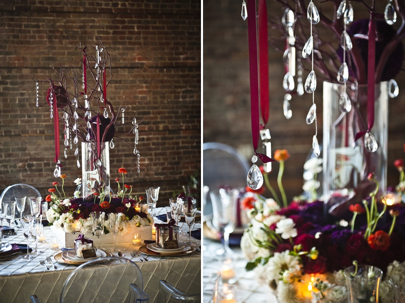 Modern Purple & Red Winter Wedding Inspiration via TheELD.com