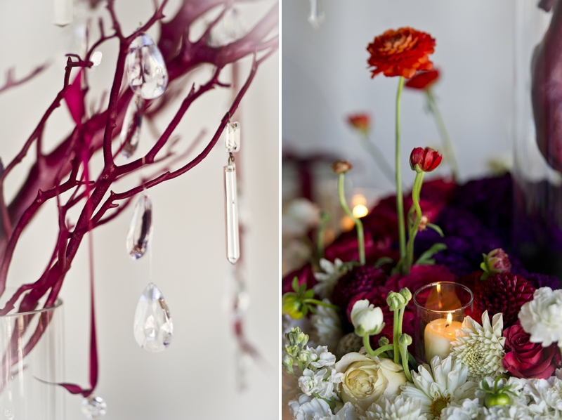 Modern Purple & Red Winter Wedding Inspiration via TheELD.com