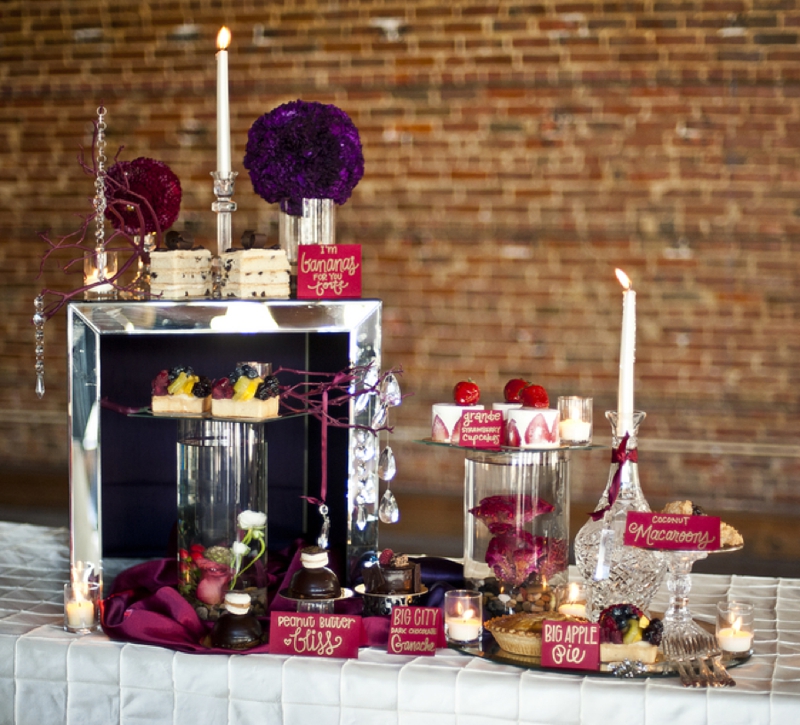 Modern Purple & Red Winter Wedding Inspiration via TheELD.com