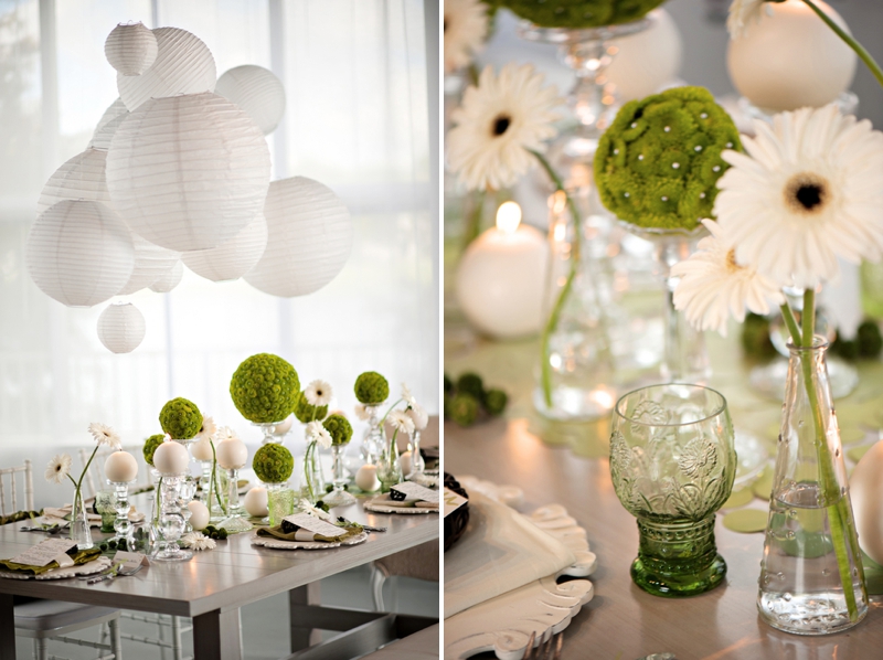 Modern Circle Inspired Green & White Wedding Inspiration via TheELD.com