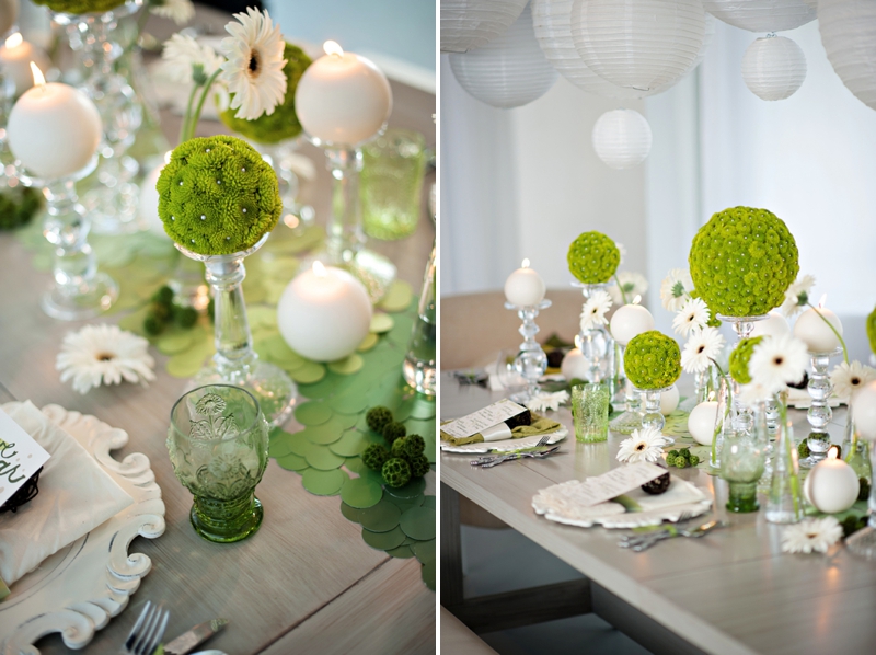 Modern Circle Inspired Green & White Wedding Inspiration via TheELD.com