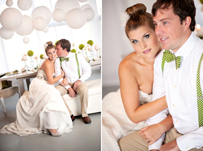 Modern Circle Inspired Green & White Wedding Inspiration via TheELD.com