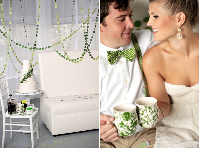 Modern Circle Inspired Green & White Wedding Inspiration via TheELD.com