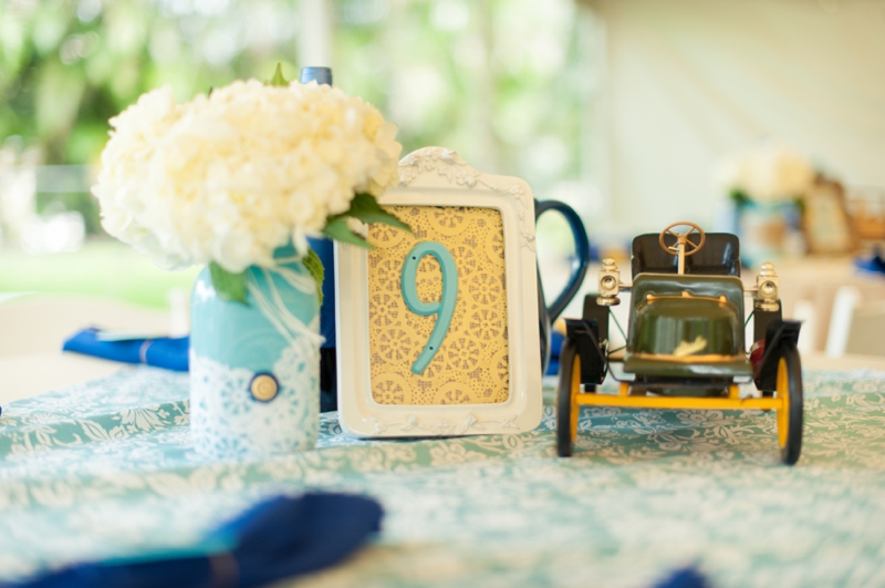 Vintage Blue & Yellow Backyard Wedding via TheELD.com