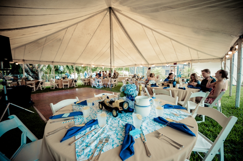 Vintage Blue & Yellow Backyard Wedding via TheELD.com