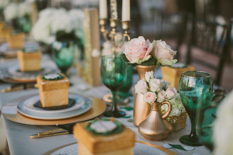 Emerald Green & Gold Engagement Party Inspiration via TheELD.com