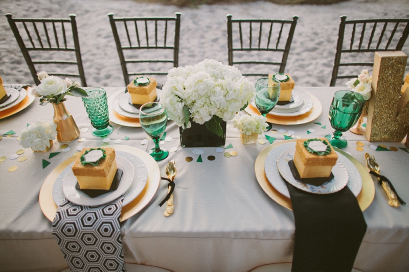 Emerald Green & Gold Engagement Party Inspiration via TheELD.com