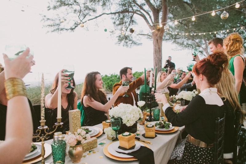 Emerald Green & Gold Engagement Party Inspiration via TheELD.com