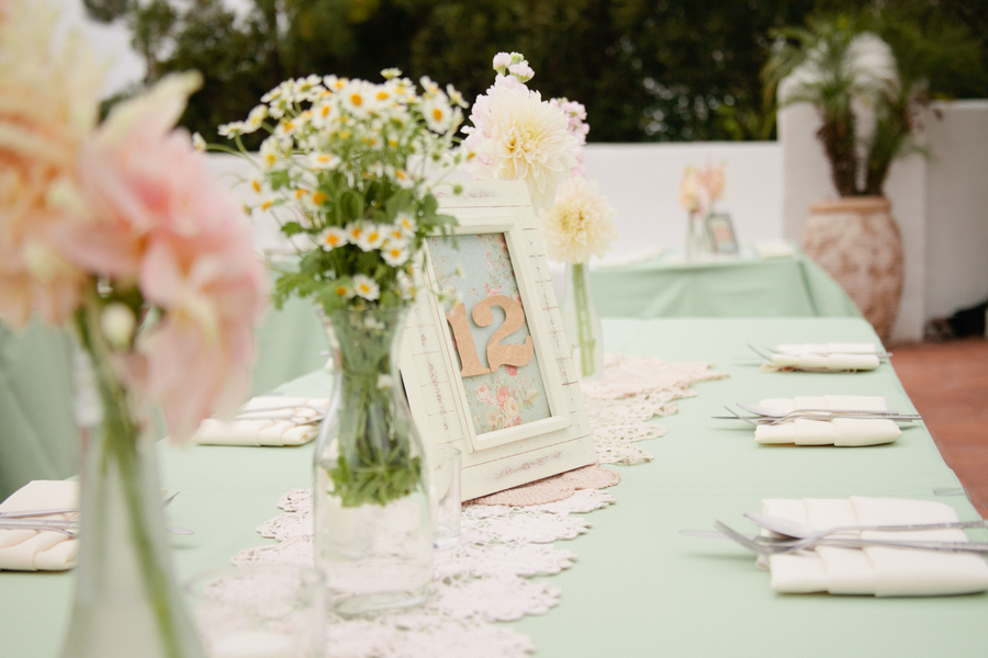 Handcrafted Mint and Peach California Wedding via TheELD.com