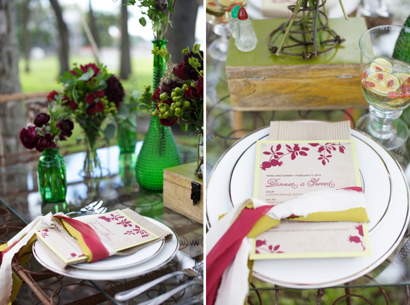 Natural Vintage Pomegranate & Lime Wedding Inspiration via TheELD.com