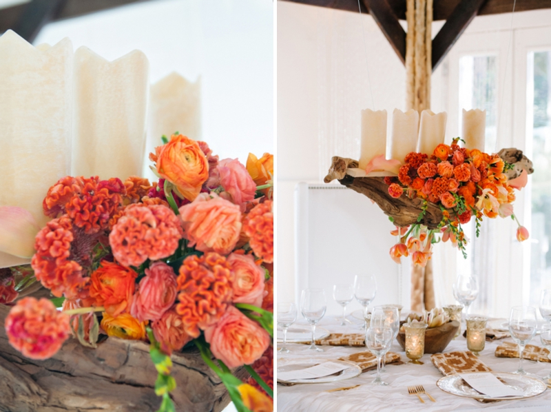 Orange Eclectic Chic Wedding Inspiration via TheELD.com