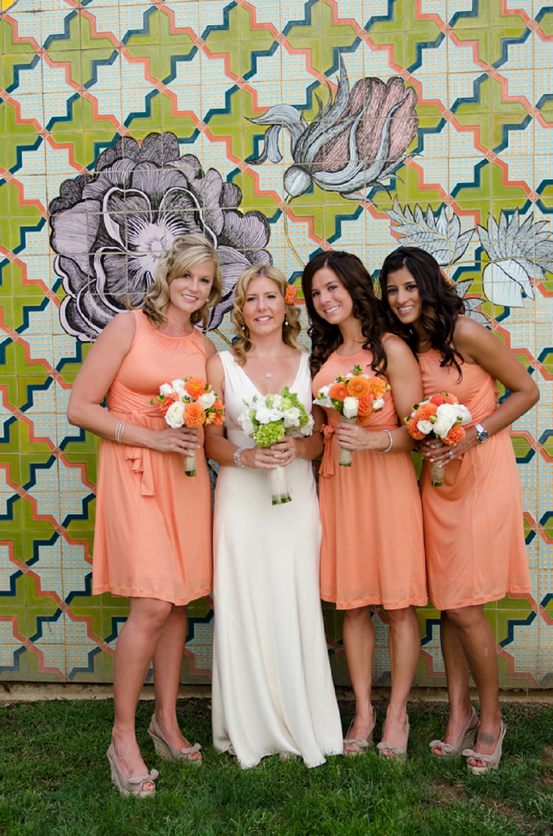 Modern Orange & Green California Wedding via TheELD.com