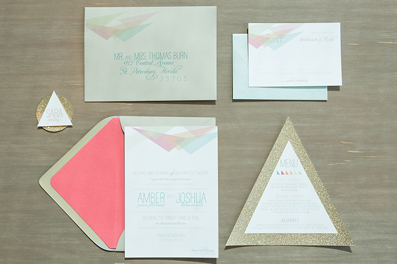 Colorful and Modern Geometric Wedding Inspiration via TheELD.com