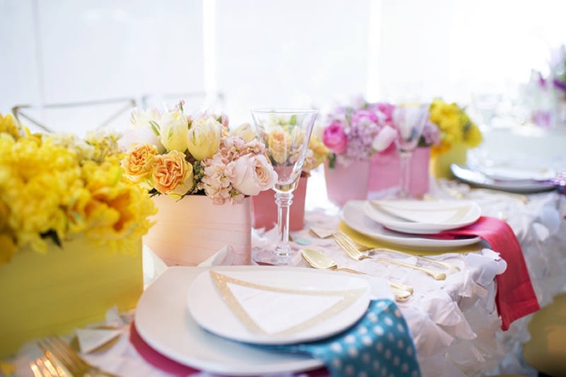 Colorful and Modern Geometric Wedding Inspiration via TheELD.com