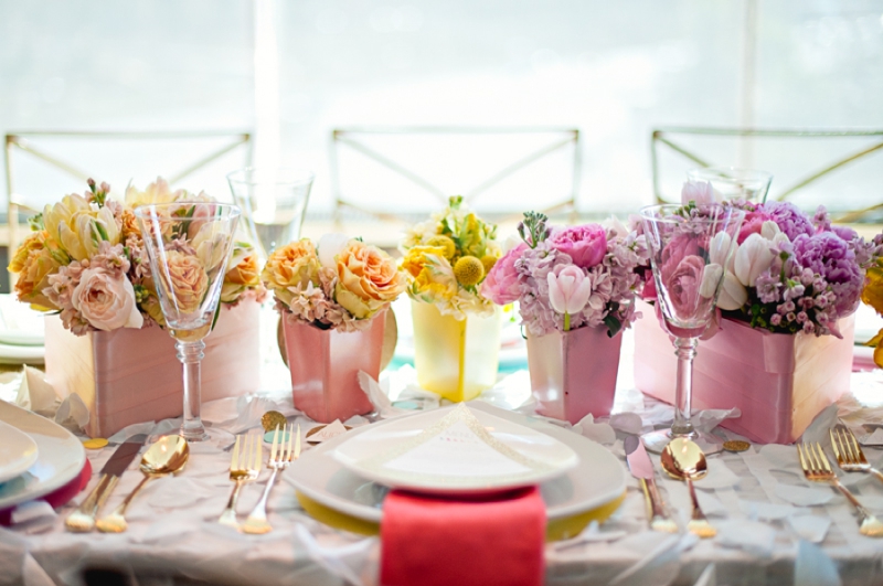 Colorful and Modern Geometric Wedding Inspiration via TheELD.com