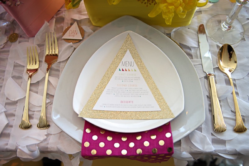 Colorful and Modern Geometric Wedding Inspiration via TheELD.com