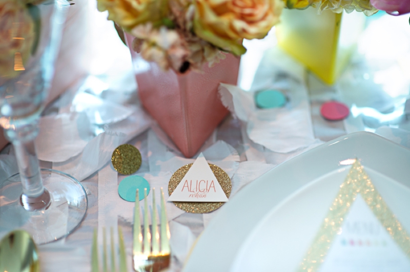 Colorful and Modern Geometric Wedding Inspiration via TheELD.com