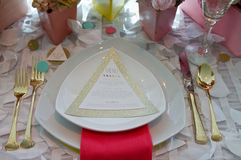 Colorful and Modern Geometric Wedding Inspiration via TheELD.com