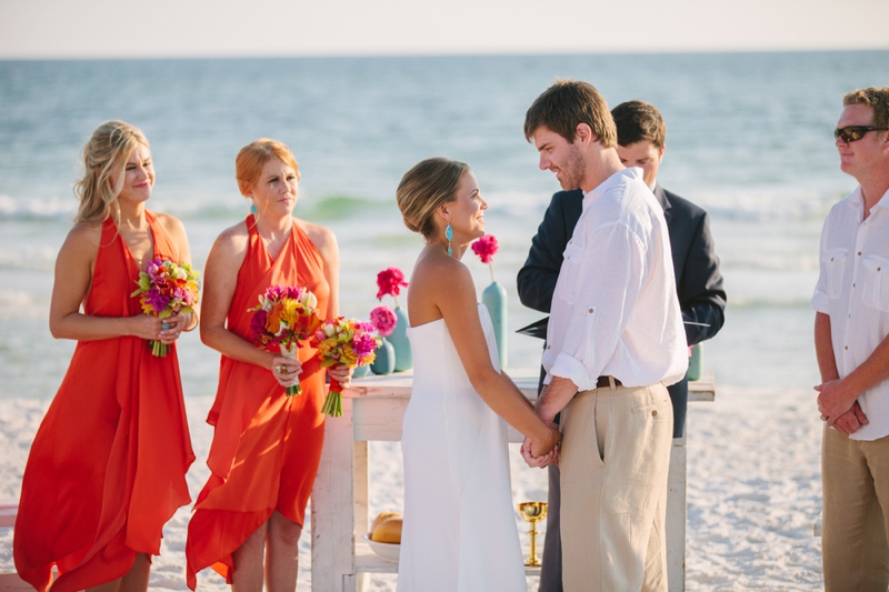 Pink, Orange, & Aqua Florida Wedding via TheELD.com