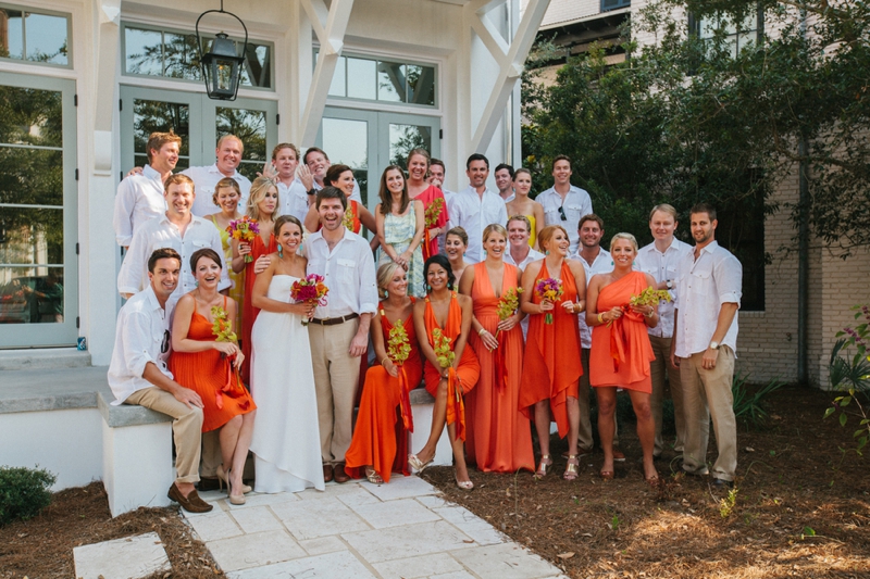Pink, Orange, & Aqua Florida Wedding via TheELD.com
