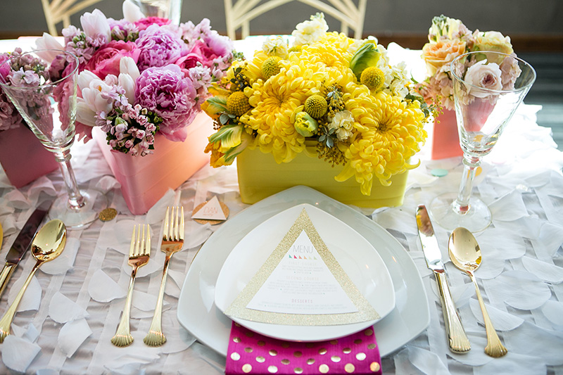 Colorful and Modern Geometric Wedding Inspiration via TheELD.com