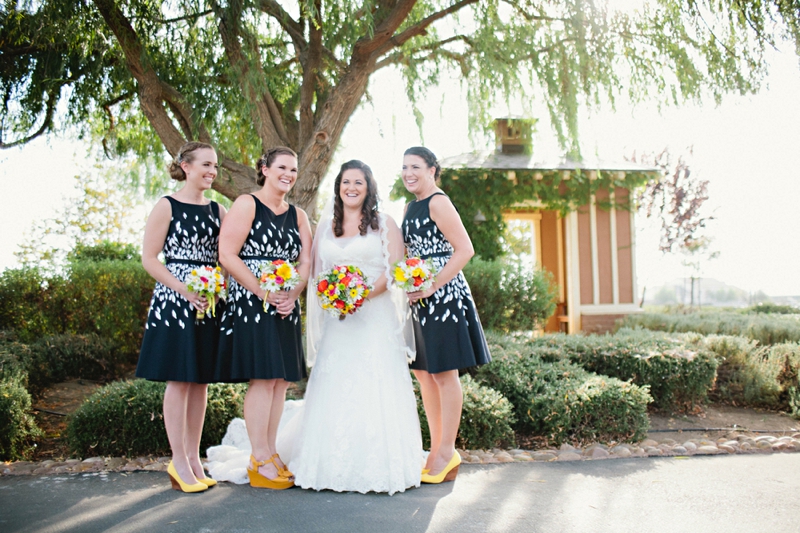 Eclectic Yellow, Navy, and Orange Vineyard Wedding via TheELD.com