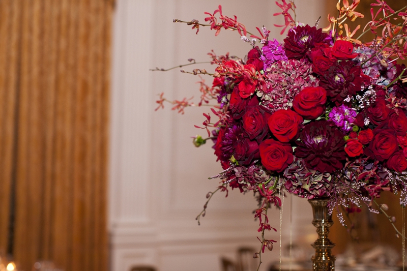 Vintage Glam and Eclectic Red and Gold Wedding via TheELD.com