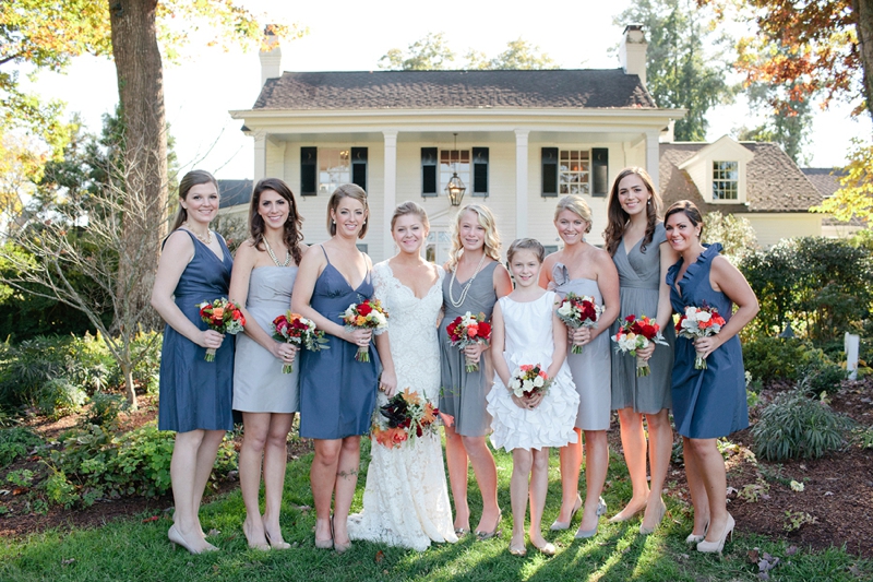 A Light Blue, Orange, & Red Southern Farm Wedding via TheELD.com