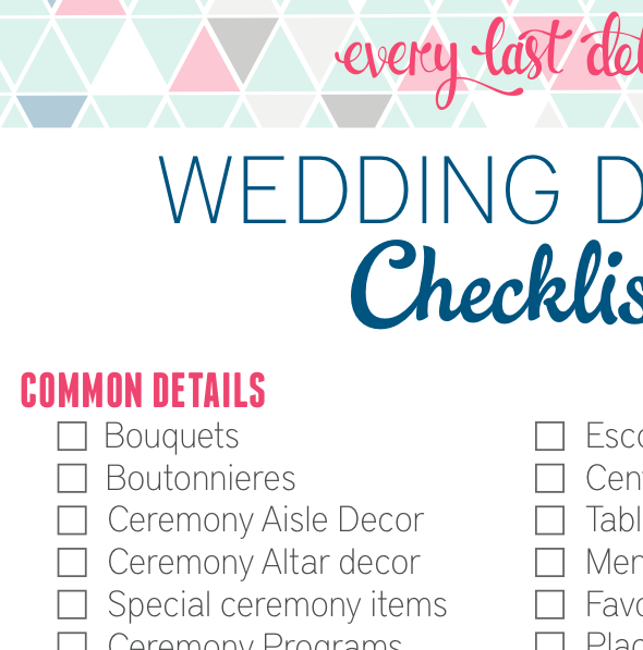 Simple on sale wedding checklist